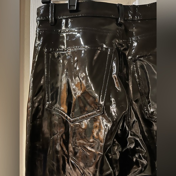 The Kooples 100% vinyl pants black Loose fit High-waisted Flared Patent NWT 27 - Picture 11 of 13